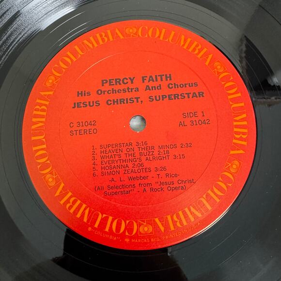 Percy Faith 1971 Jesus Christ‎ Superstar Columbia Records LP Vinyl Record - Picture 2 of 6